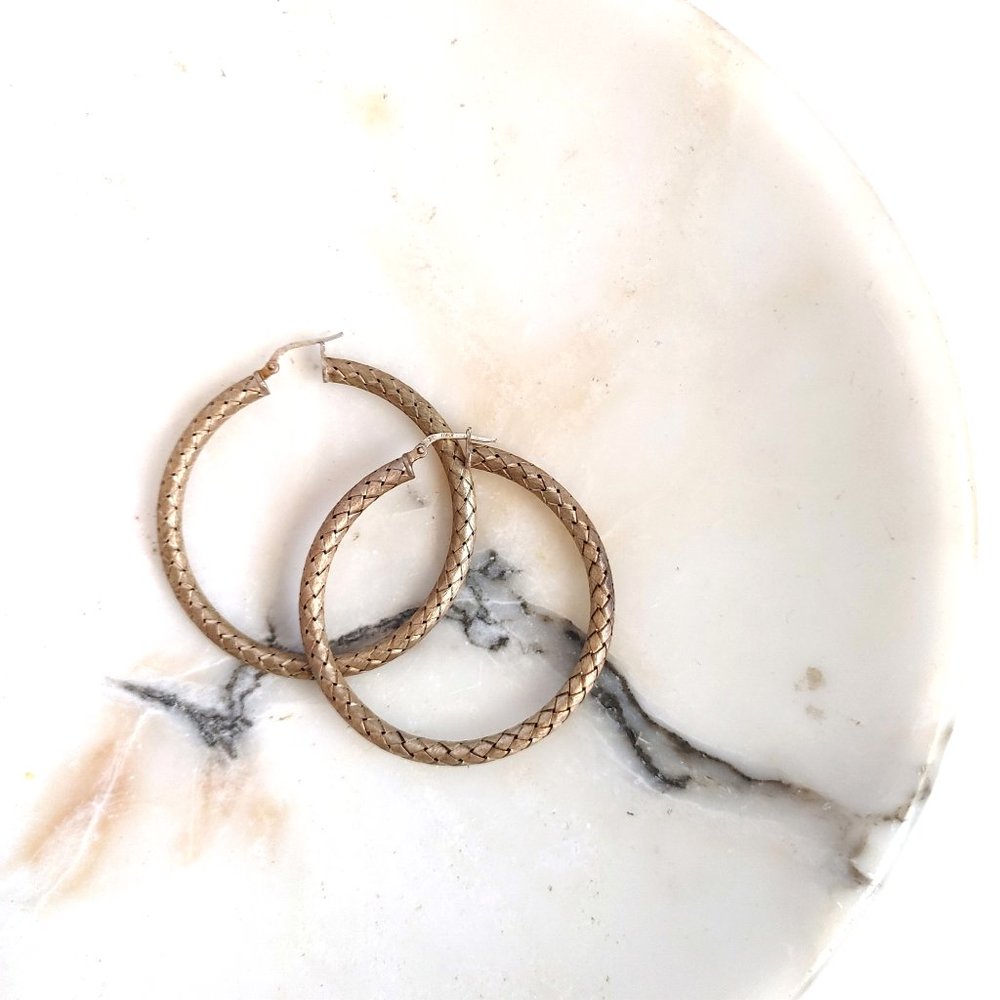 UNBRANDED .925 brushed sterling silver thick woven hoop earrings